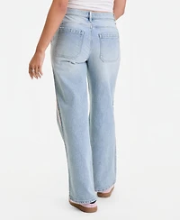 Celebrity Pink Juniors' Side-Striped Wide-Leg Jeans