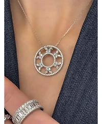 Suzy Levian New York Suzy Levian Sterling Silver Cubic Zirconia Butterfly Accent Circle Pendant Necklace