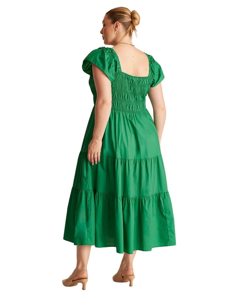 Estelle Women's Alana Cotton Tiered Fit Flare Midi Dress