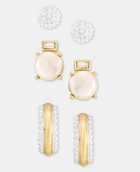 Anne Klein 3-Pc. Set Bead, Crystal & Imitation Pearl Earrings