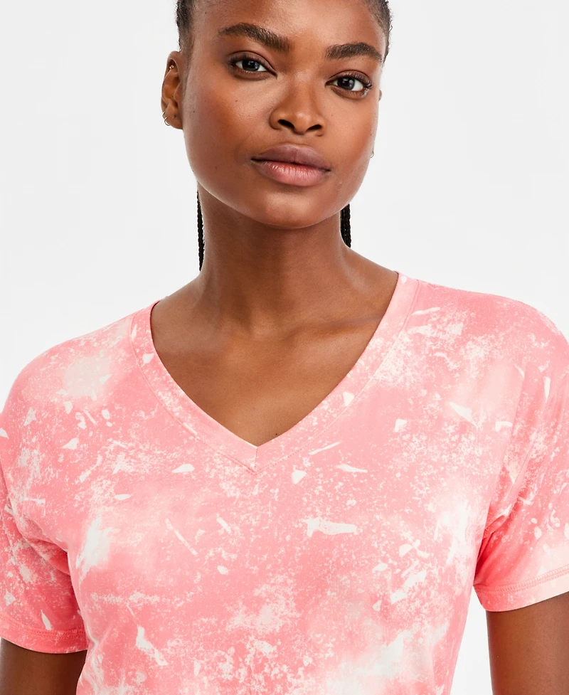 Id Ideology Women's Urban V-Neck Performance T-Shirt, Macy's Exclusive - Dye