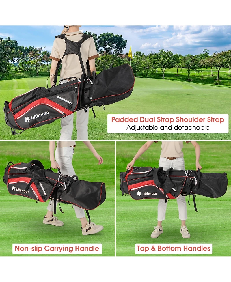 Gymax Golf Stand Bag Golf Club Bag w/ 14 Way Top Dividers & 6 Pockets & Carrying Handles
