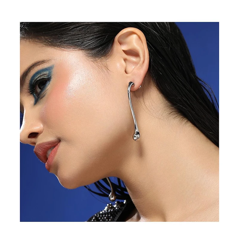 Women's The Back-Drip Drop Earrings - Metallic Silver