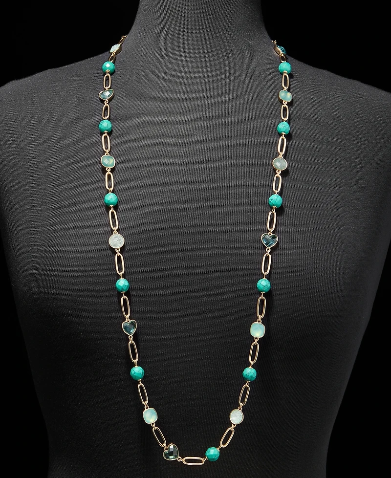 Anne Klein Gold-Tone Stone Beaded Strandage Necklace