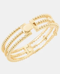 Anne Klein Gold-Tone Metal Beaded Open Hinge Bracelet