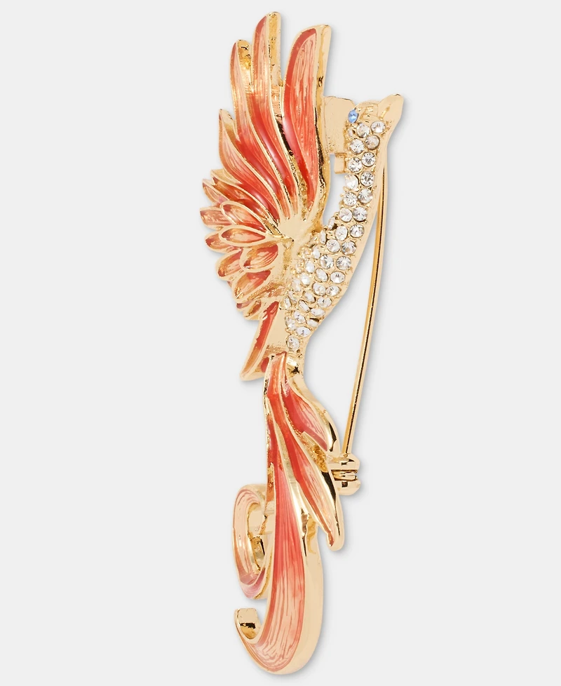 Anne Klein Gold-Tone Boxed Coral Flying Mystical Phoenix Pin
