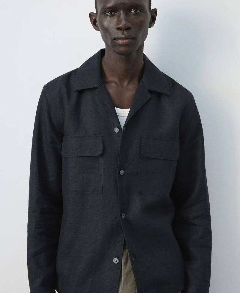 Mango Men's Bowling Collar Overshirt