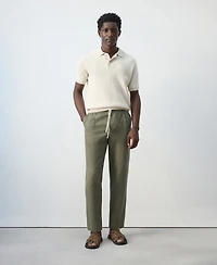 Mango Men's Slim-Fit Cropped Cotton-Linen Pants
