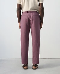 Mango Men's Slim-Fit Cropped Cotton-Linen Pants