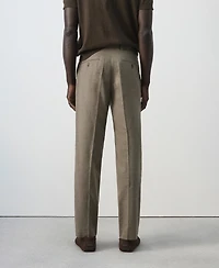 Mango Men's Regular-Fit Houndstooth Linen-Blend Pants