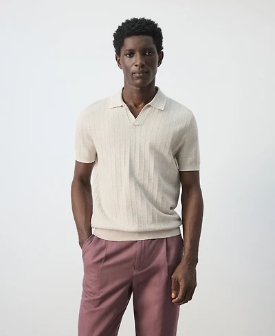 Mango Men's Structured Fine-Knit Polo Shirt