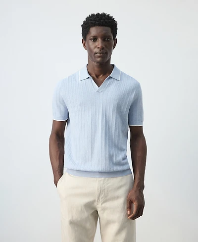 Mango Men's Structured Fine-Knit Polo Shirt