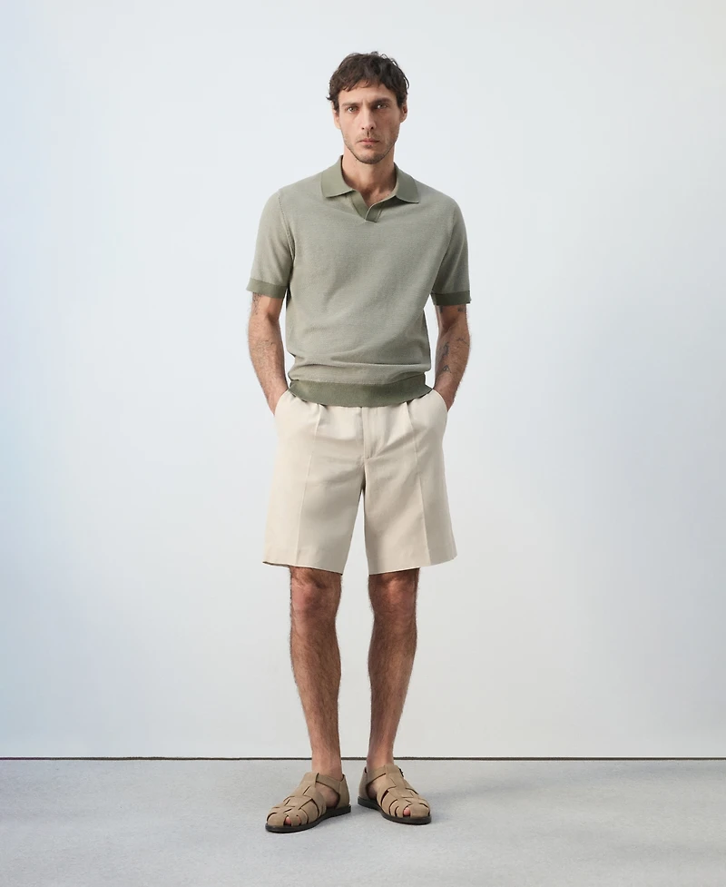 Mango Men's Combined Knit Polo Shirt