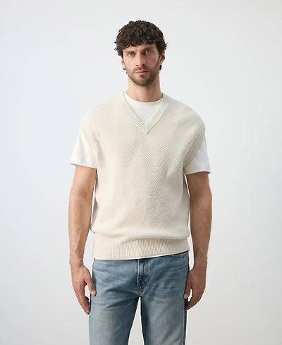 Mango Men's Microstructure Knit Vest Sweater