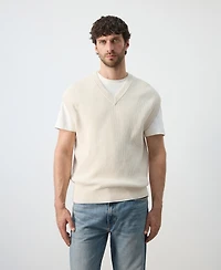 Mango Men's Microstructure Knit Vest Sweater