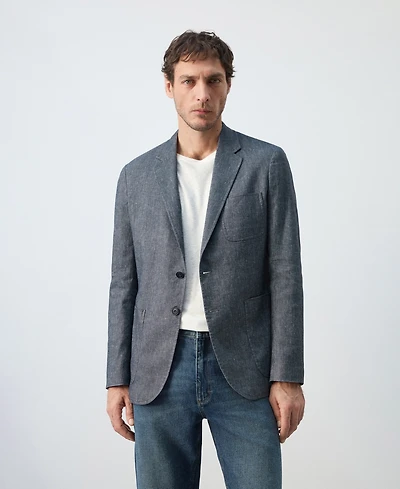 Mango Men's Slim Fit Linen Cotton-Blend Blazer