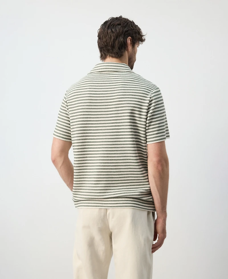 Mango Men's Regular-Fit Textured Striped Polo