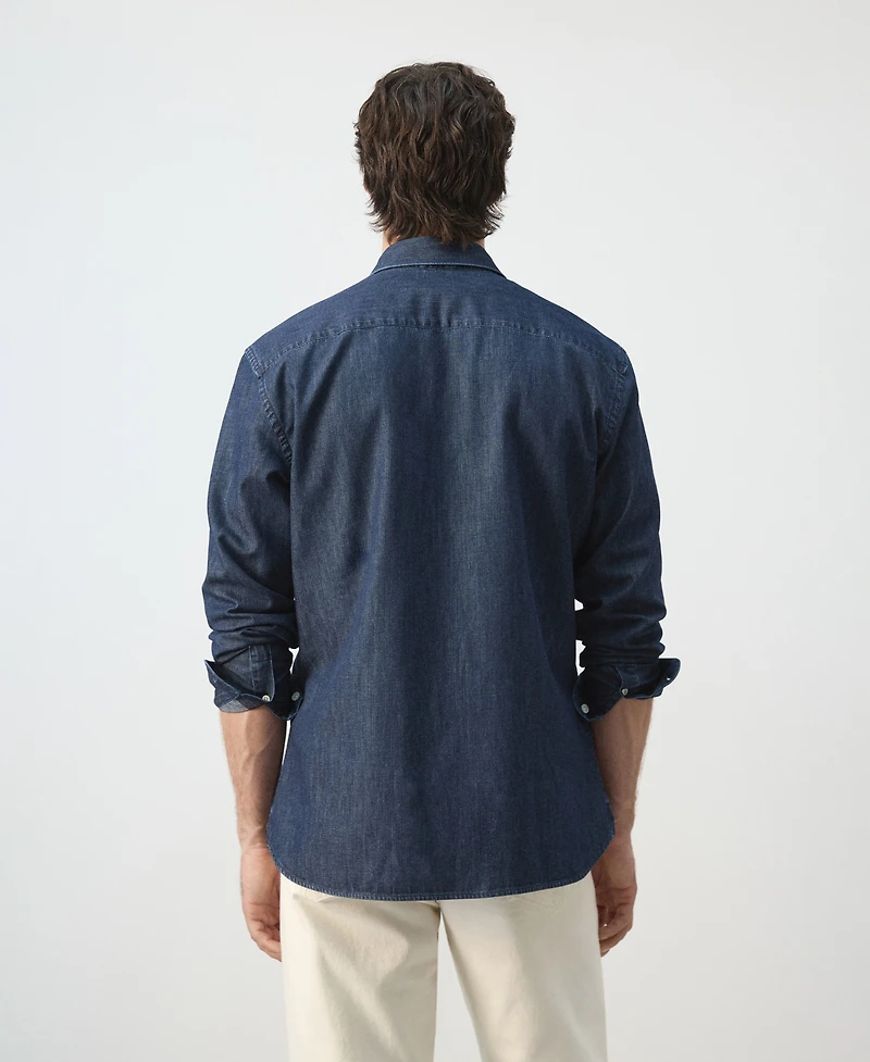 Mango Men's Regular-Fit Cotton-Linen Denim Shirt