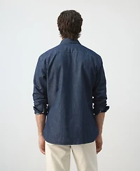 Mango Men's Regular-Fit Cotton-Linen Denim Shirt