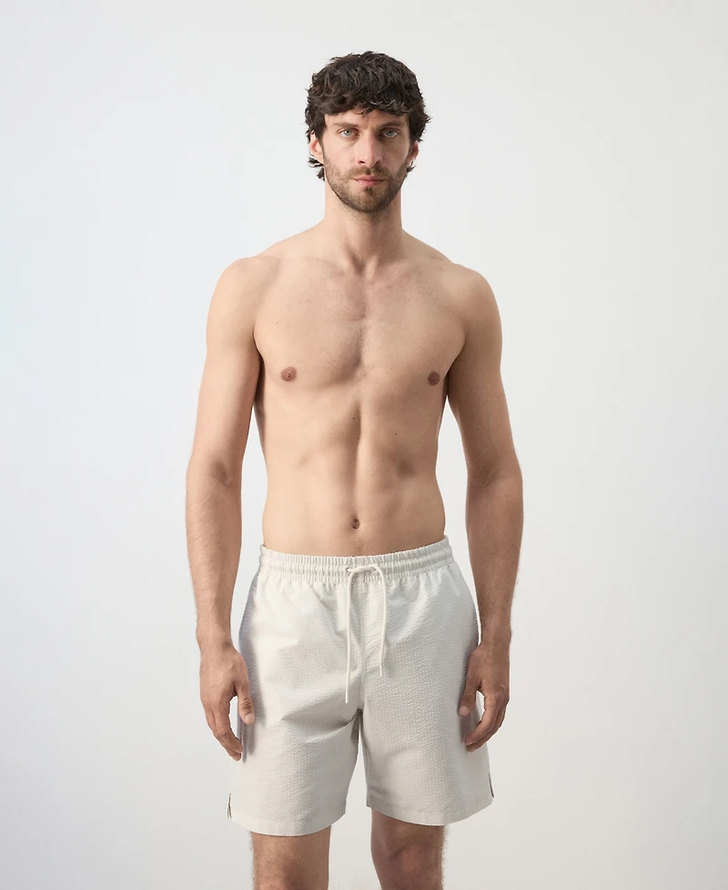 Mango Men's Seersucker Striped Swimsuit