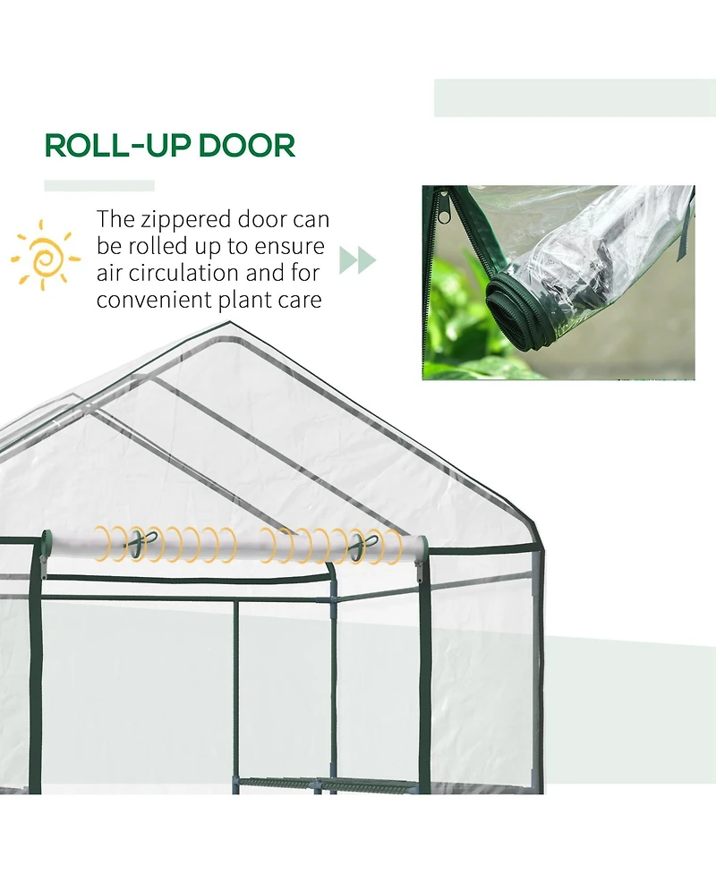 Outsunny 56" x 56" x 77" Outdoor Walk-In house with 3 Shelves,