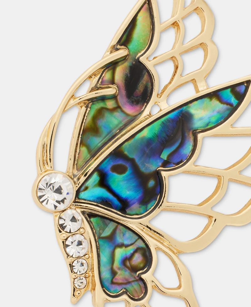 Anne Klein Gold-Tone Boxed Abalone Flying Butterfly Pin