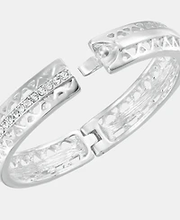 Anne Klein Silver-Tone Boxed Crystal Mesh Stone Open Hinge Bracelet