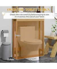Homcom Over the Toilet Storage Cabinet with Slatted Doors, Adjustable Shelf