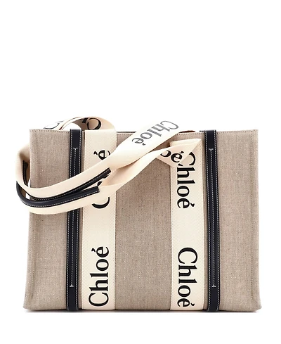 Pre-Owned Chloe Medium Woody Tote Canvas with Leather