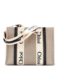 Pre-Owned Chloe Medium Woody Tote Canvas with Leather