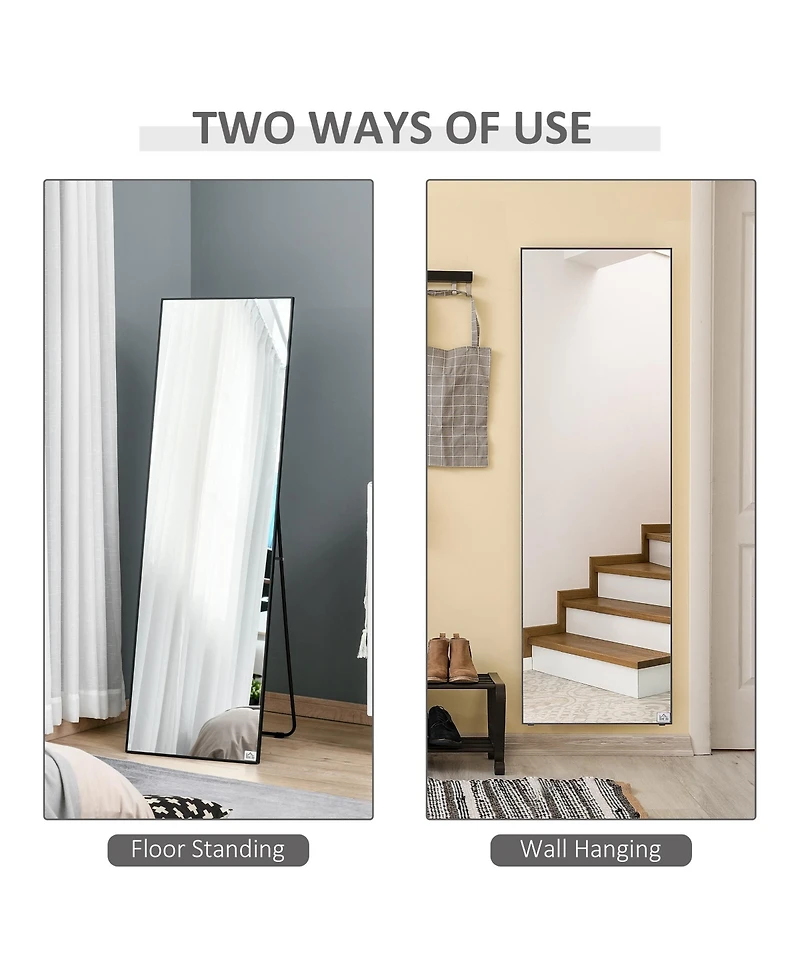 Homcom 62.5" Wall Hanging Full Length Mirror, Sding Bathroom Mirror