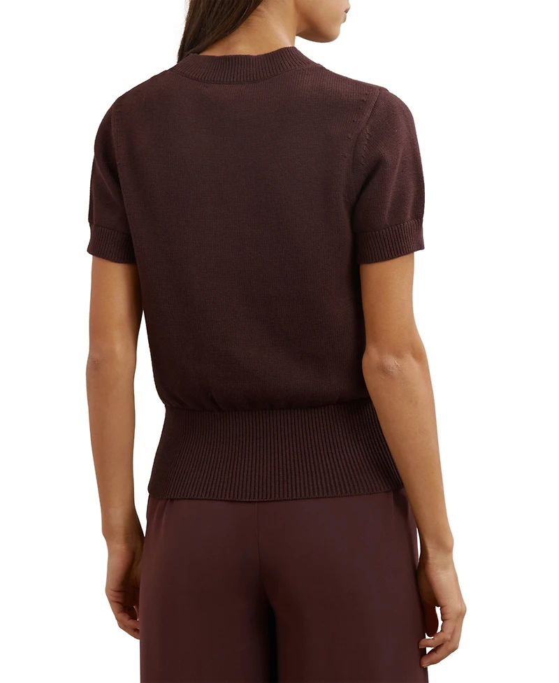 Reiss Women's Cotton And Wool Crew-Neck Top