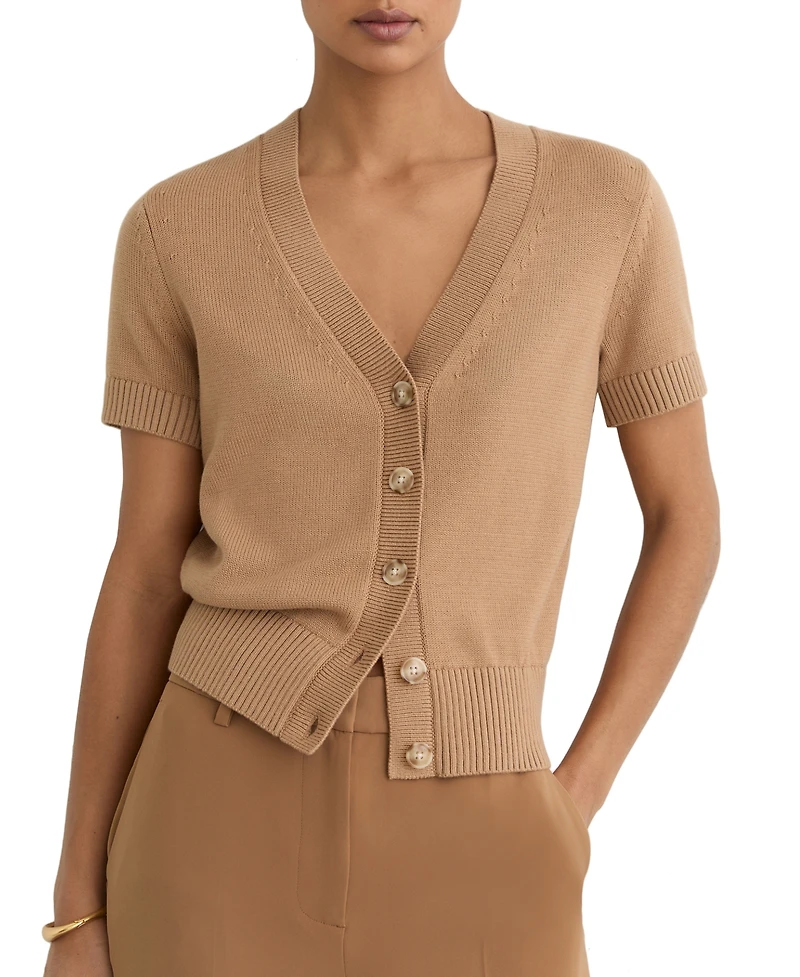 Reiss Women's V-Neck Short-Sleeve Cardigan Sweater