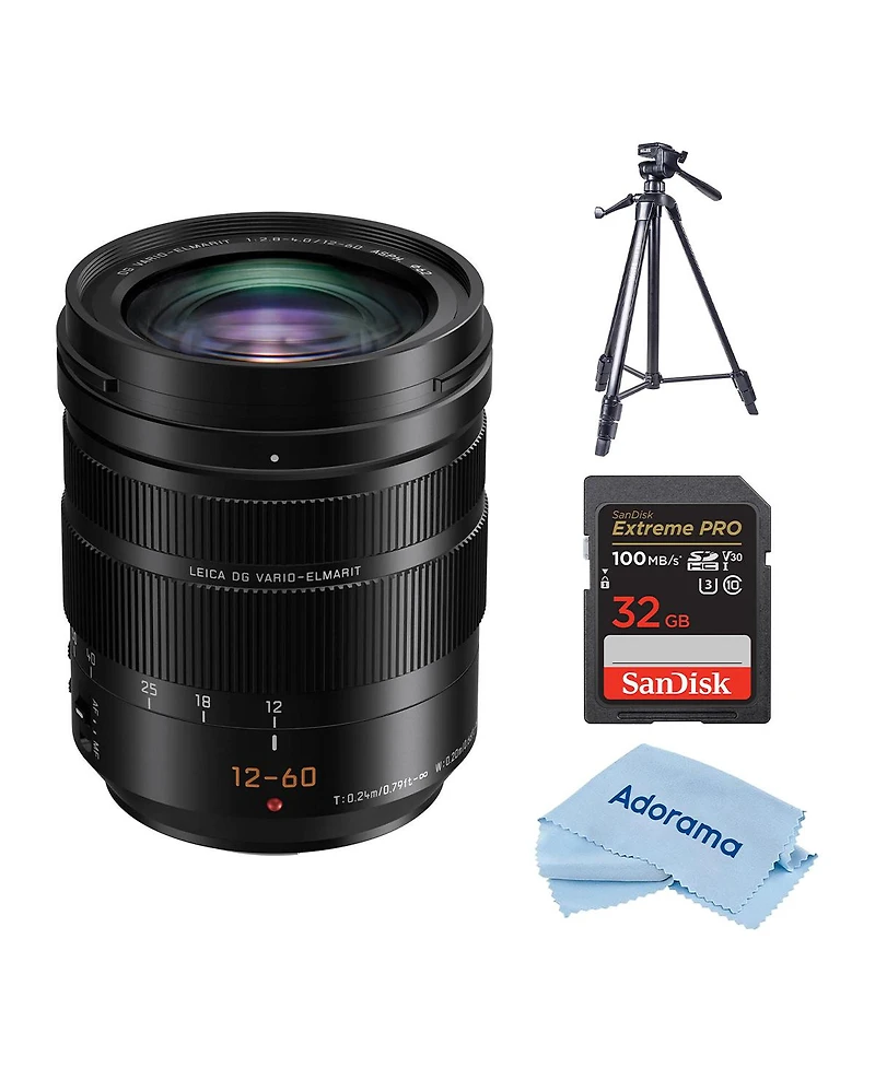 Panasonic Lumix Professional 12-60mm Camera Lens, Leica Dg Vario-elmarit, F2.8-4.0 Asph, Power O.i.s, Mirrorless Micro Four Thirds (H-ES12060) Bundle