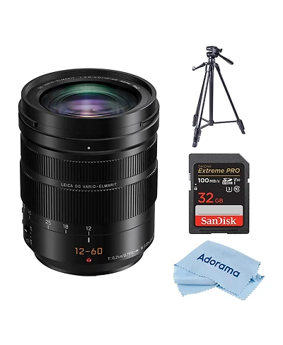 Panasonic Lumix Professional 12-60mm Camera Lens, Leica Dg Vario-elmarit, F2.8-4.0 Asph, Power O.i.s, Mirrorless Micro Four Thirds (H-ES12060) Bundle