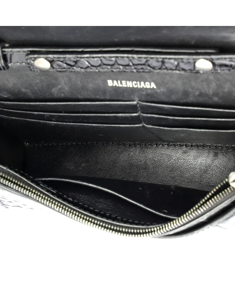 Pre-Owned Balenciaga Hourglass Chain Wallet Embossed Leather