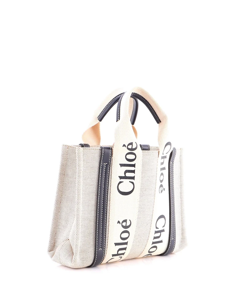 Pre-Owned Chloe Small Woody Tote Canvas with Leather