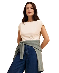 Celtic & Co. Women's Slash Neck Cap Sleeve T-Shirt