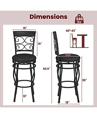 Costway Set of 4 Vintage Swivel Bar Stools 30'' Bistro Upholstered Dining Chairs