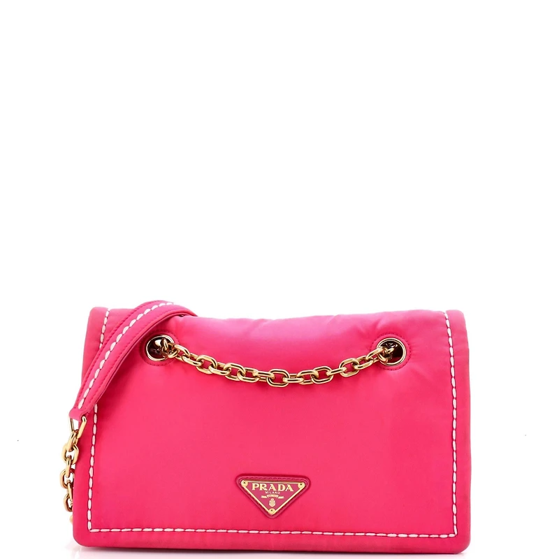 Pre-Owned Prada Medium Padded Chain Flap Bag Tessuto