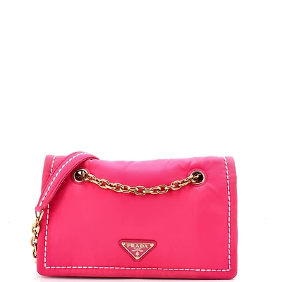 Pre-Owned Prada Medium Padded Chain Flap Bag Tessuto