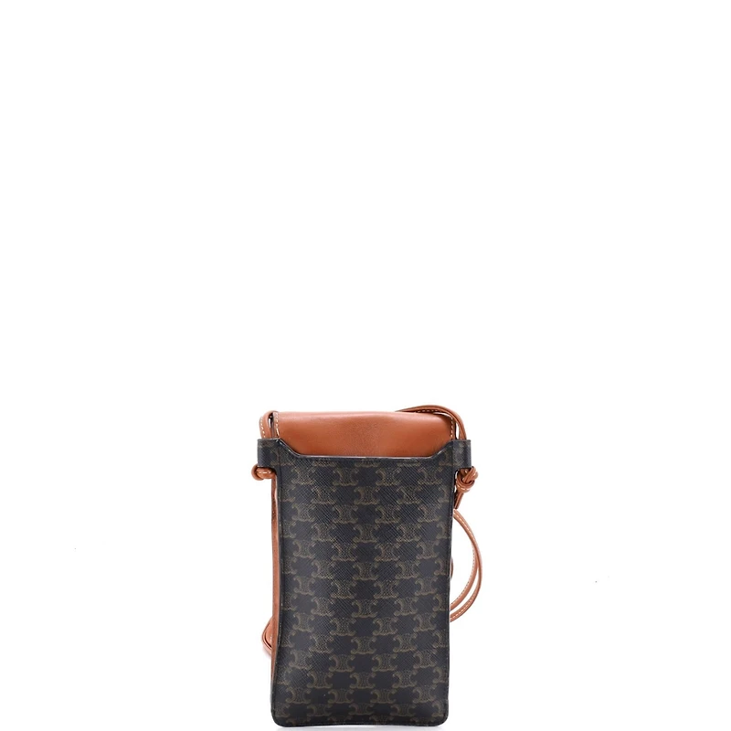 Pre-Owned Celine Phone Pouch Crossbody Triomphe Coated Canvas and Leather