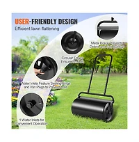 Sugift 13 Gallon Sand Water Filled Yard Roller Steel Push Pull Lawn Roller
