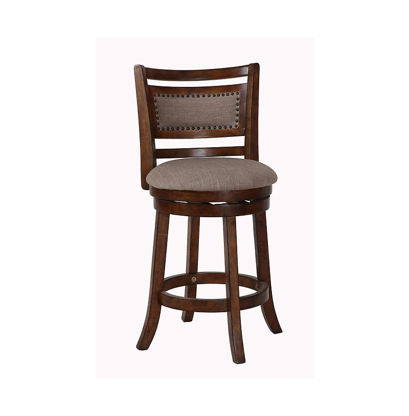 New Classic Furniture Aberdeen Wood Swivel Bar Stool with Fabric Seat