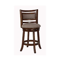 New Classic Furniture Aberdeen Wood Swivel Bar Stool with Fabric Seat