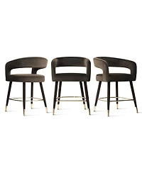 Maison Boucle 24" Counter Height Velvet Bar Stools Set of 3 with Arms