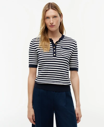 Tommy Hilfiger Women's Henley Neck Cotton Sweater
