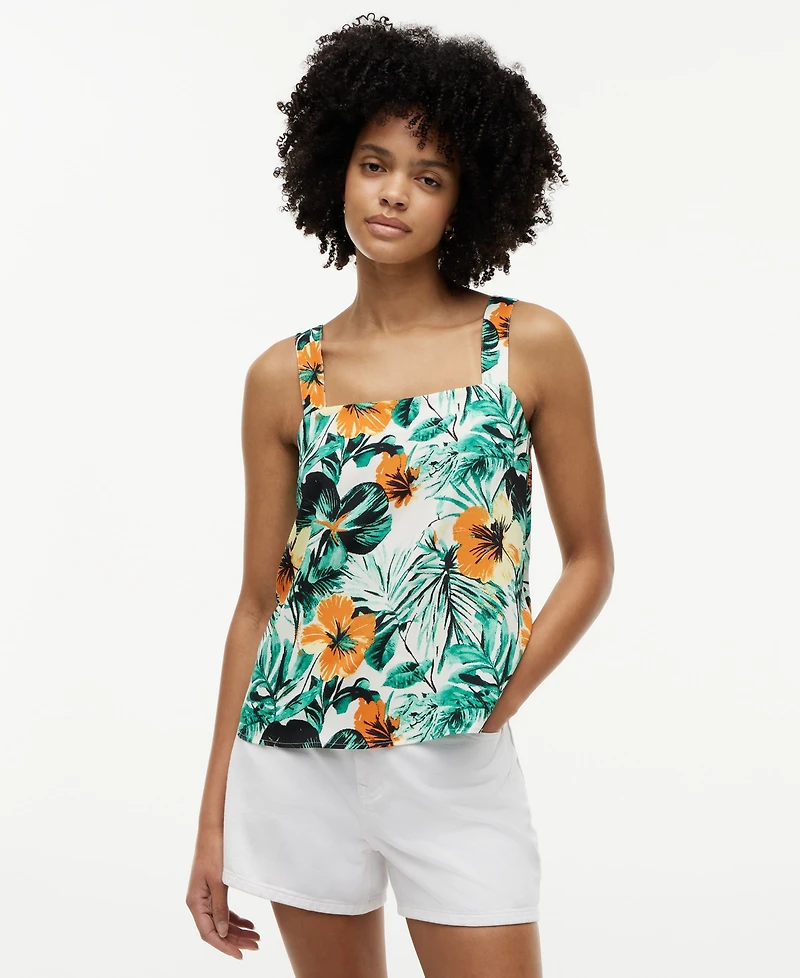 Tommy Hilfiger Women's Printed Sleeveless Square Neck Blouse