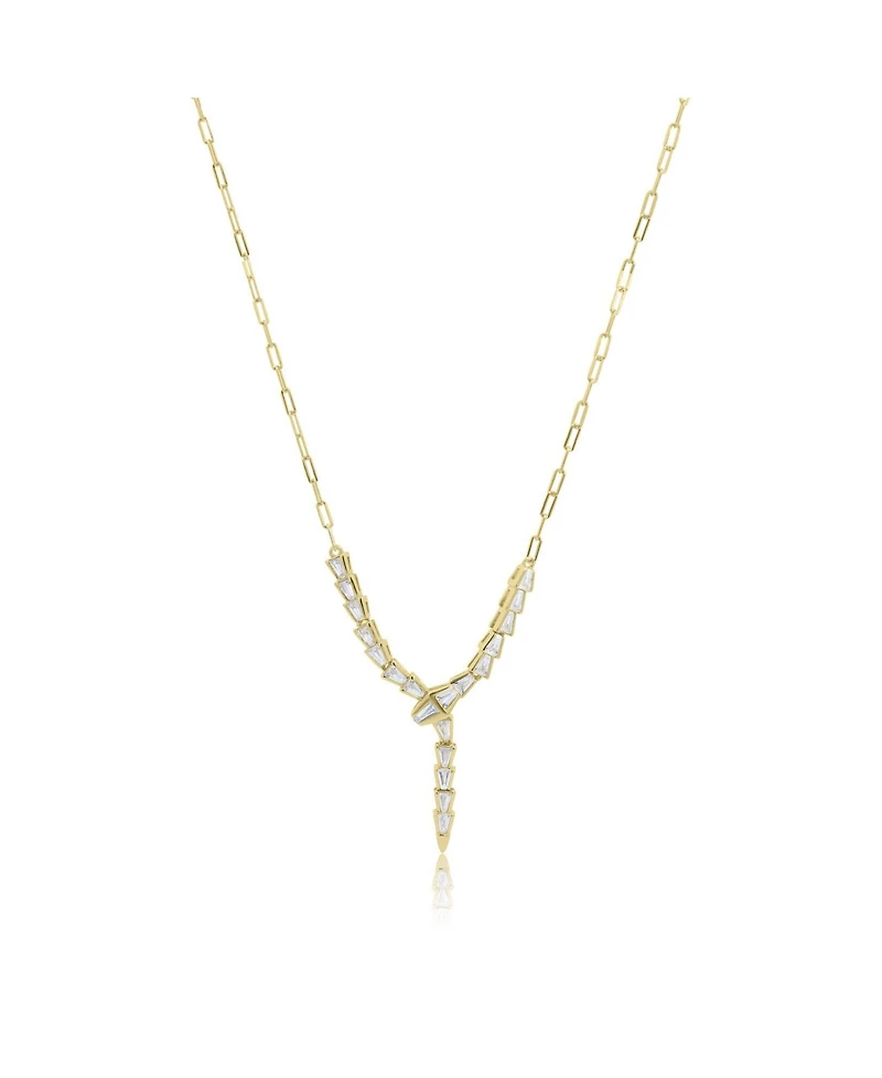 The Lovery Cz Snake Lariat Necklace 14K Gold-Plated Sterling Silver