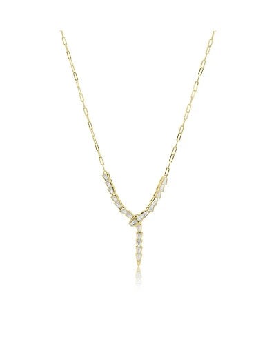 The Lovery Cz Snake Lariat Necklace 14K Gold-Plated Sterling Silver